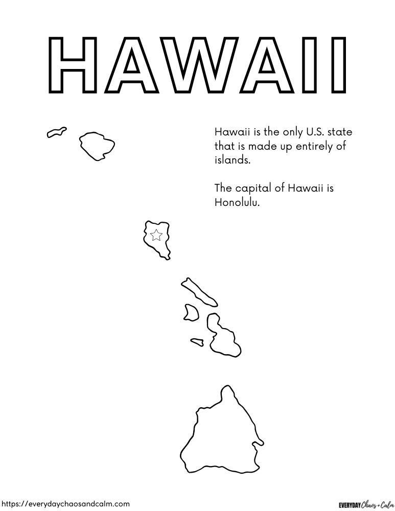 hawaiian map coloring page 