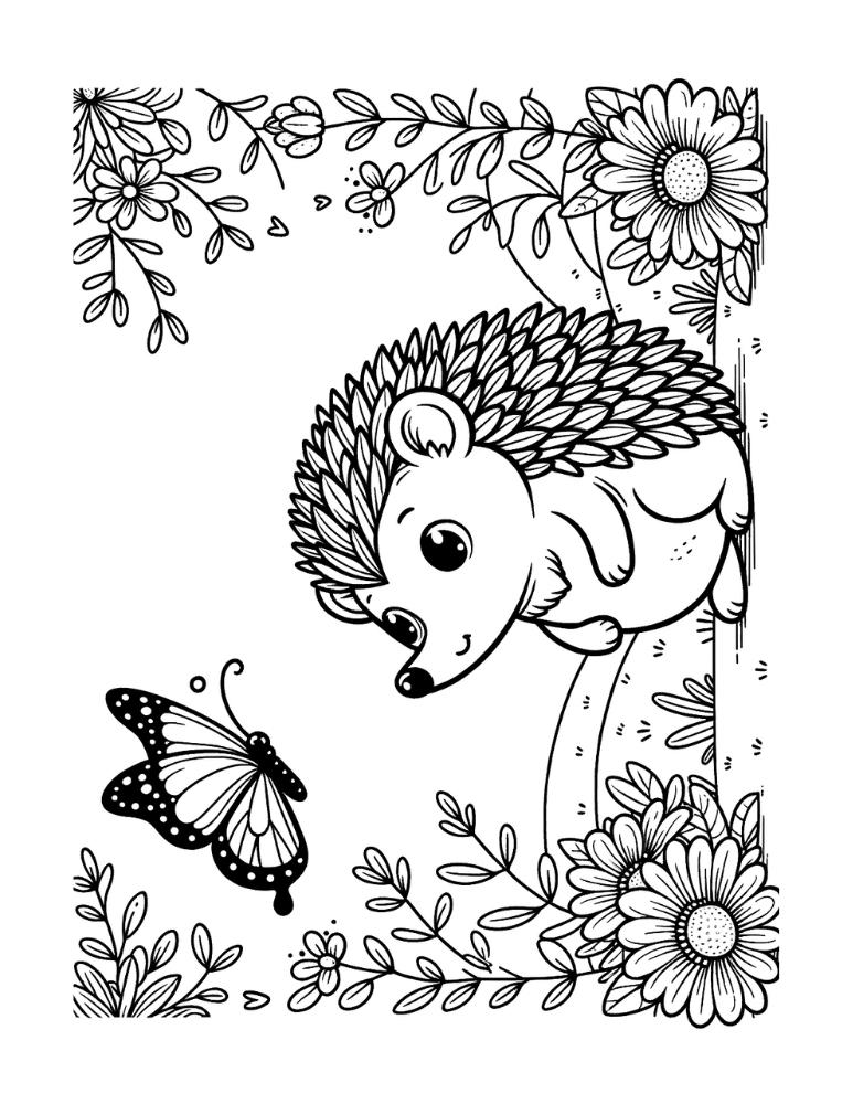 hedgehog coloring page, PDF, instant download, kids