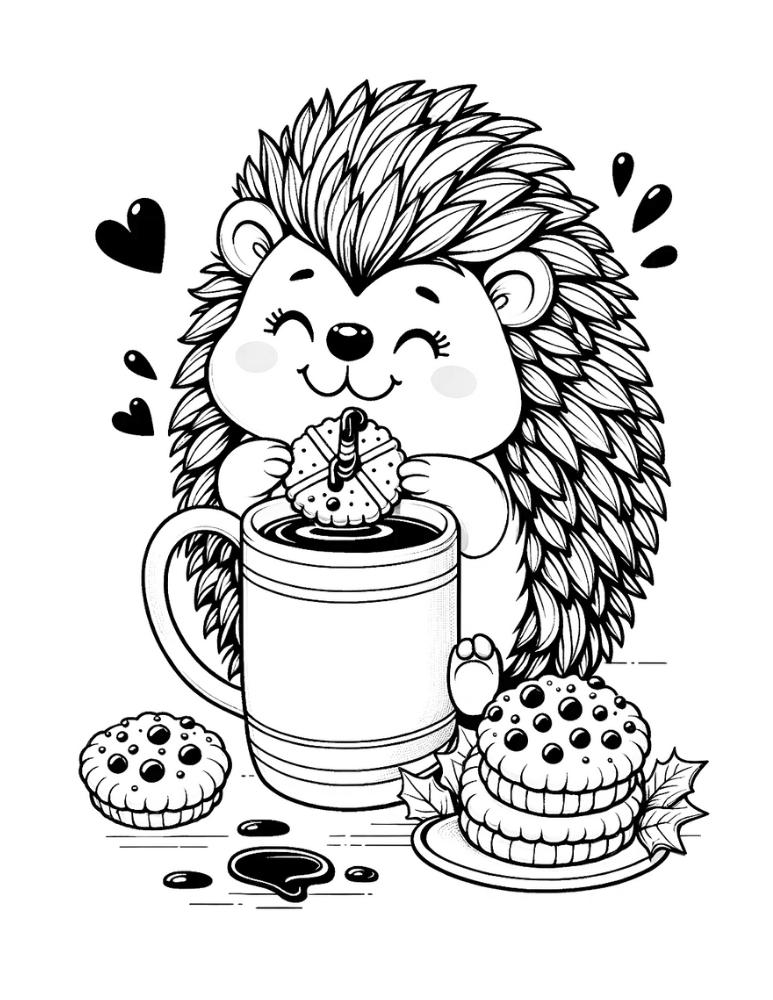 hedgehog coloring page, PDF, instant download, kids