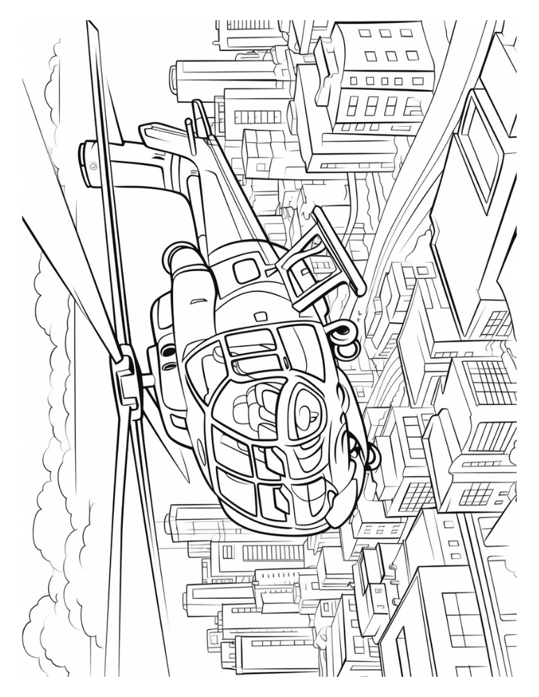 helicopter coloring page, PDF, instant download, kids