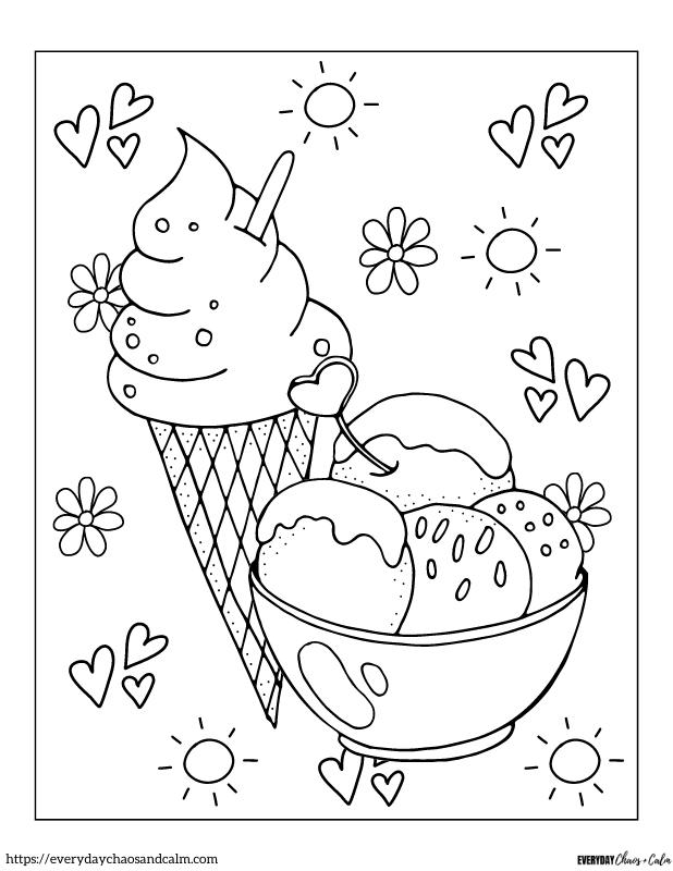 Ice cream Coloring Page #1 Free printable ice cream coloring pages, pdf, for kids, print, download.