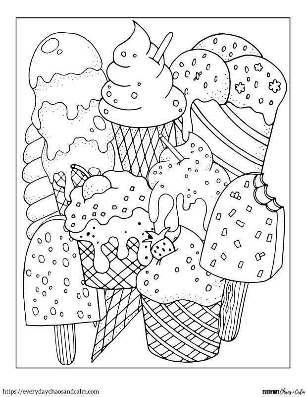 Ice Cream Coloring Page #4 Free printable Ice Cream coloring pages, pdf, for kids, print, download.