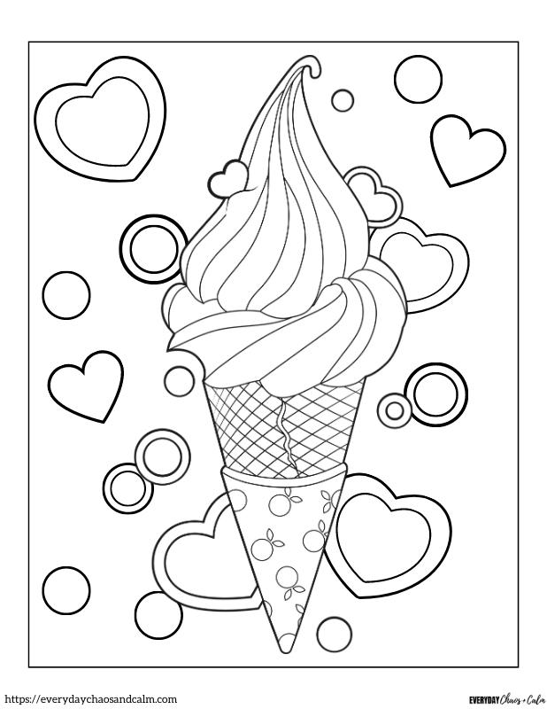 Ice Cream Coloring Page #6 Free printable Ice Cream coloring pages, pdf, for kids, print, download.
