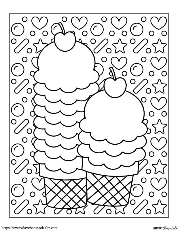 Ice Cream Coloring Page #7 Free printable Ice Cream coloring pages, pdf, for kids, print, download.