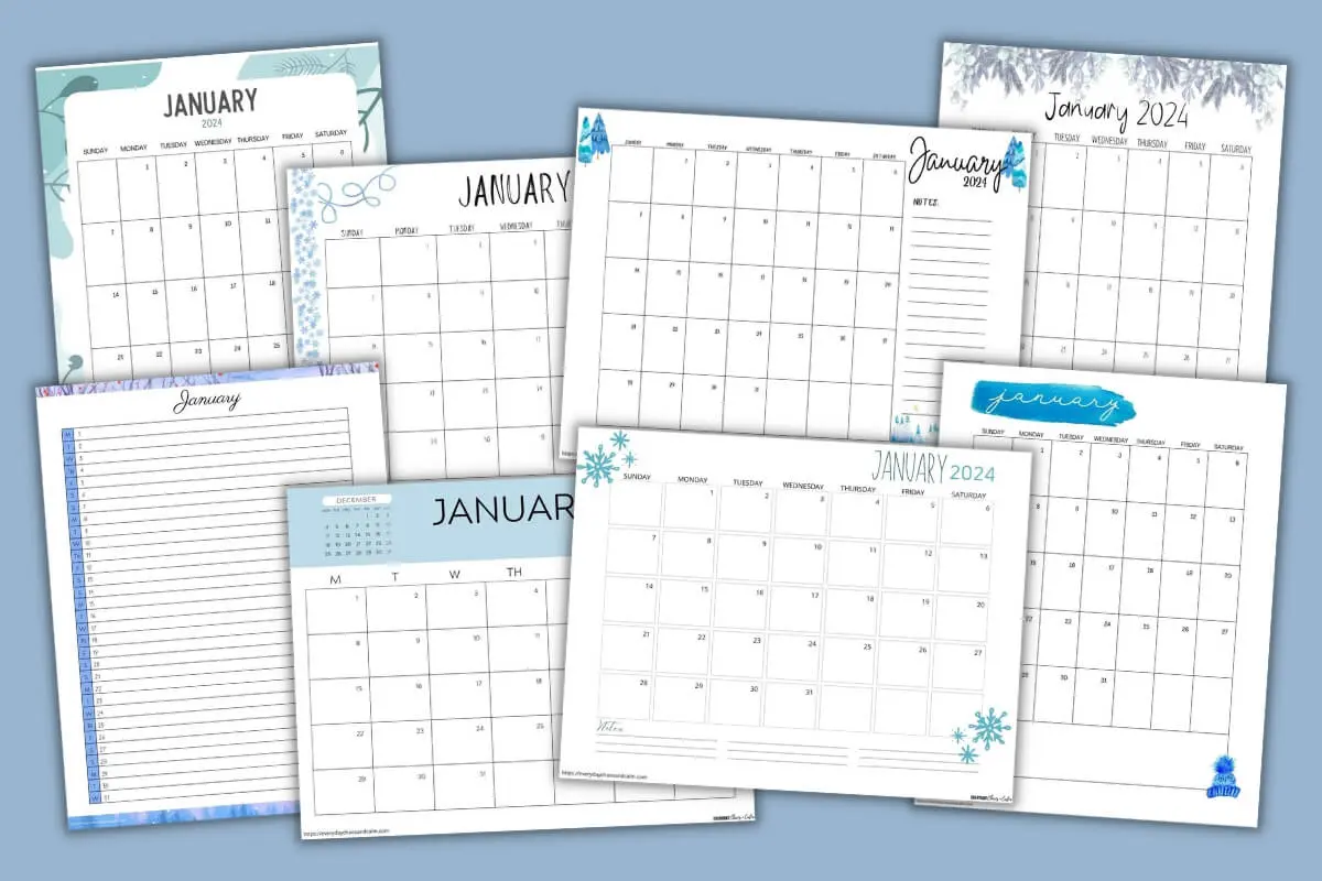 Free Printable January 2024 Calendars