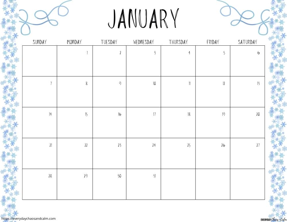printable January 2024 calendar- sunday start