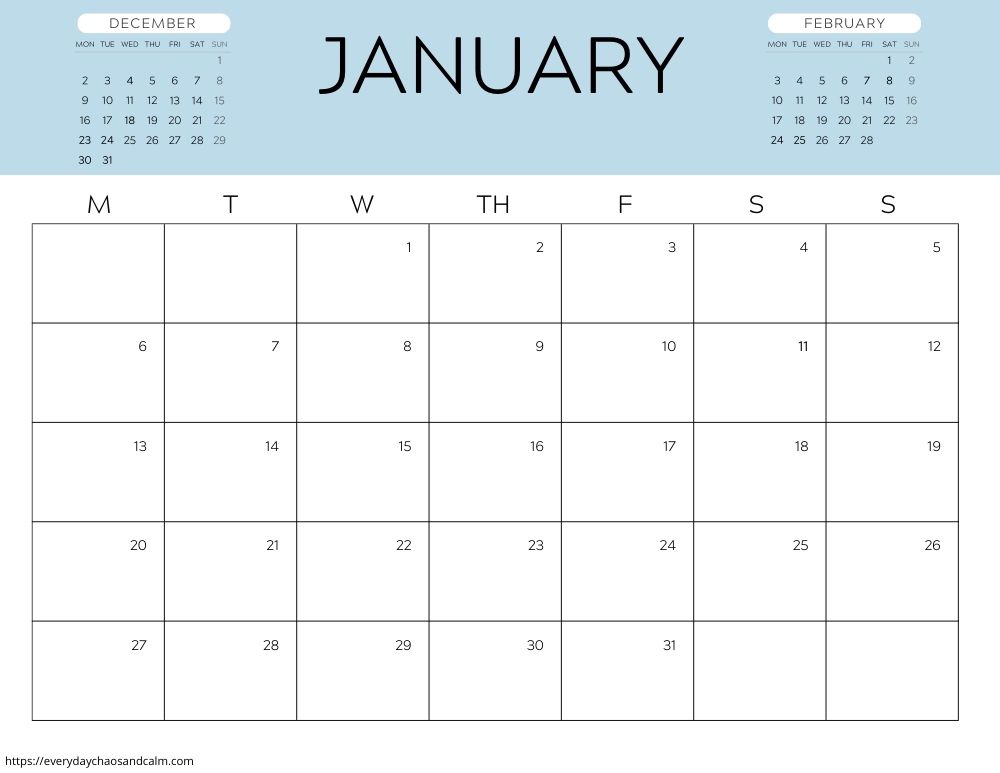 Printable January 2025 Calendars