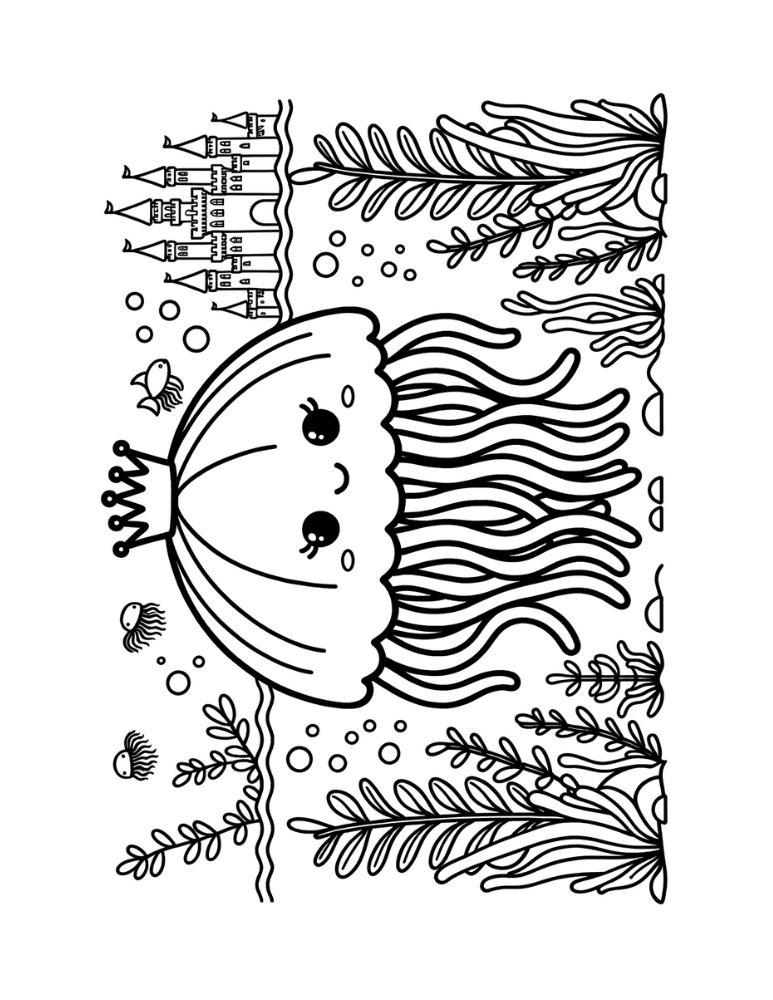 jellyfish coloring page, PDF, instant download, kids