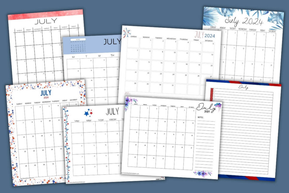 Free Printable July 2024 Calendars