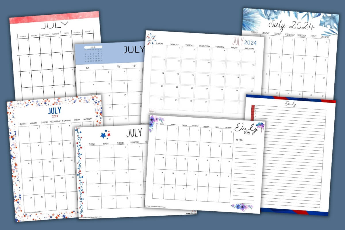 printable july 2024 calendars example pages