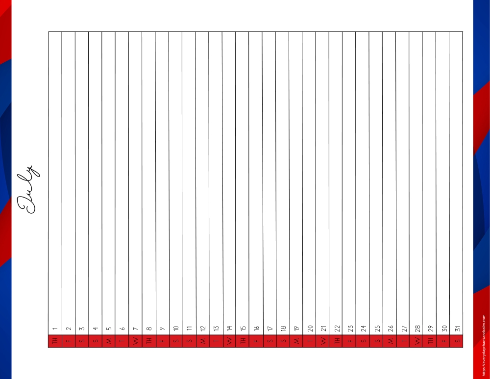 vertical printable July 2027