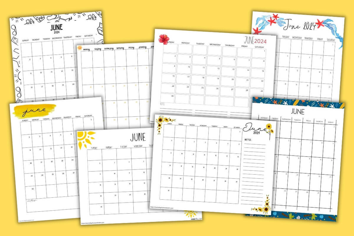 printable june 2024 calendars example pages
