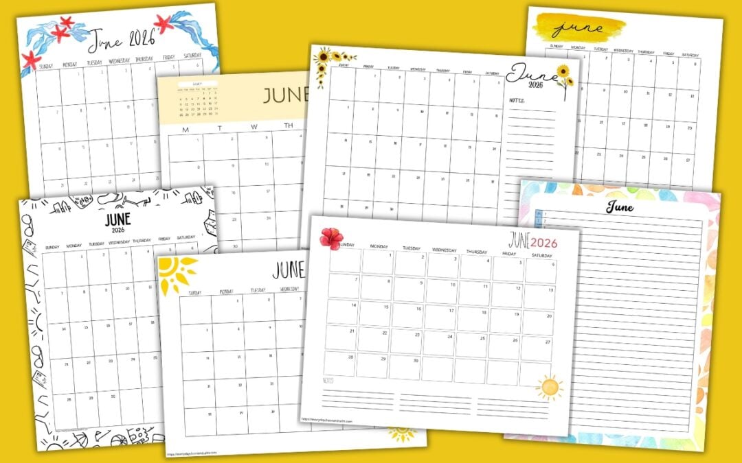 Printable June 2026 Calendars