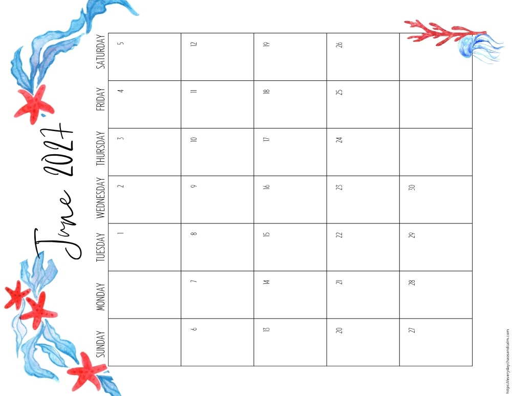 vertical printable June 2027 calendar- sunday start