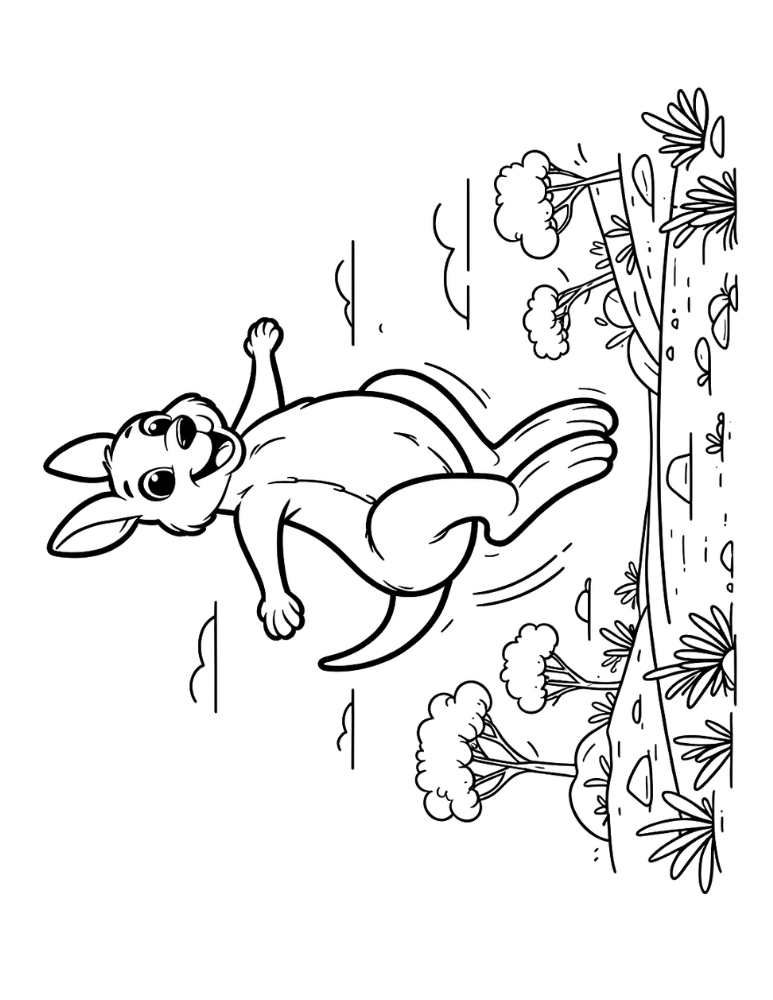 kangaroo coloring page, PDF, instant download, kids