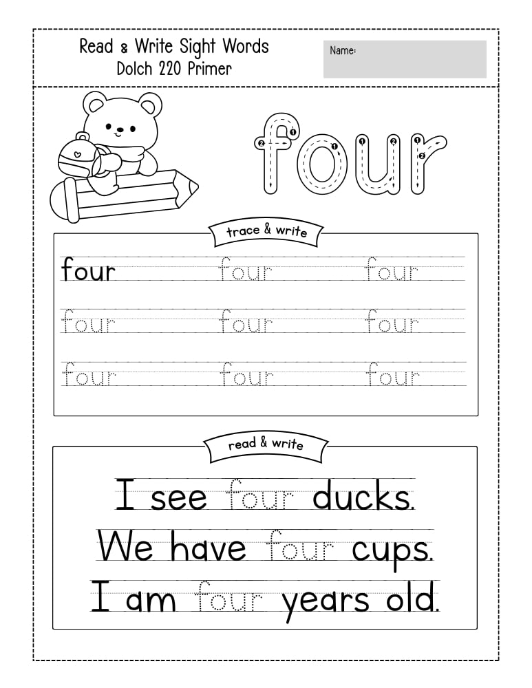 kindergarten sight word worksheets, reading, education printable, PDF, instant download, kids
