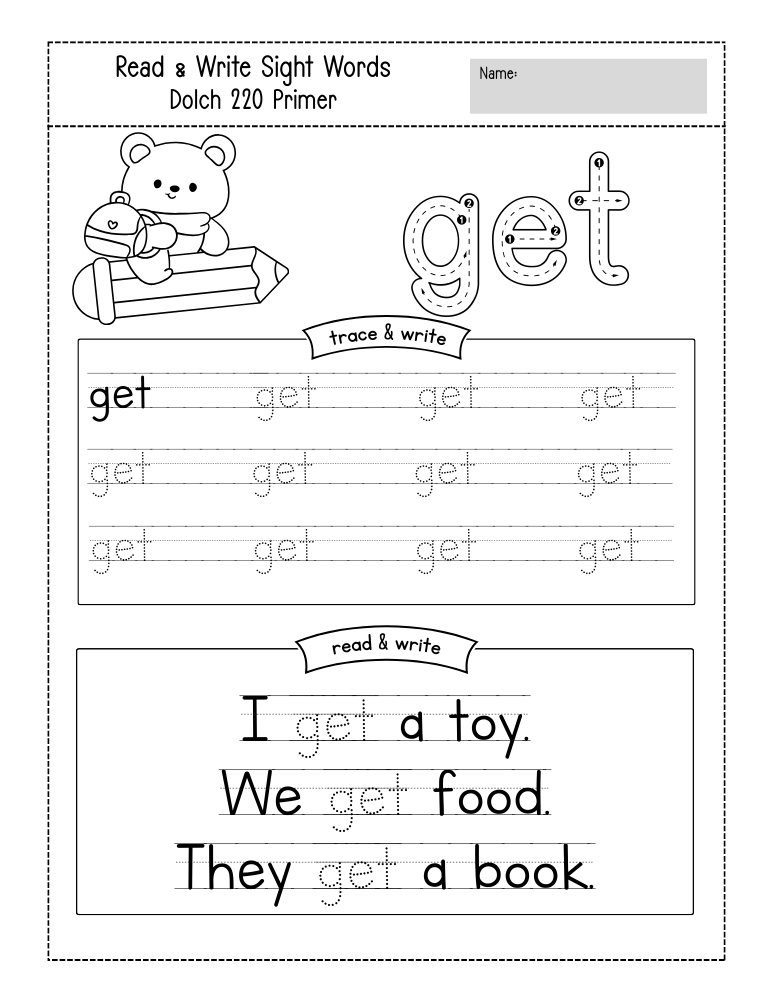 kindergarten sight word worksheets, reading, education printable, PDF, instant download, kids