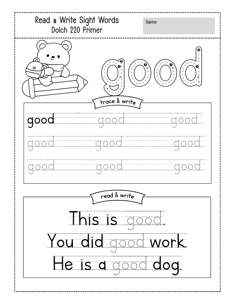 kindergarten sight word worksheets, reading, education printable, PDF, instant download, kids