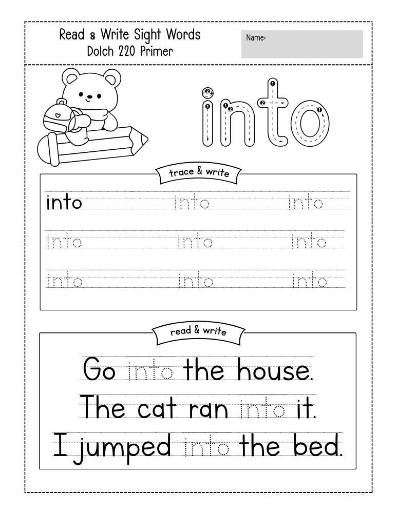 kindergarten sight word worksheets, reading, education printable, PDF, instant download, kids
