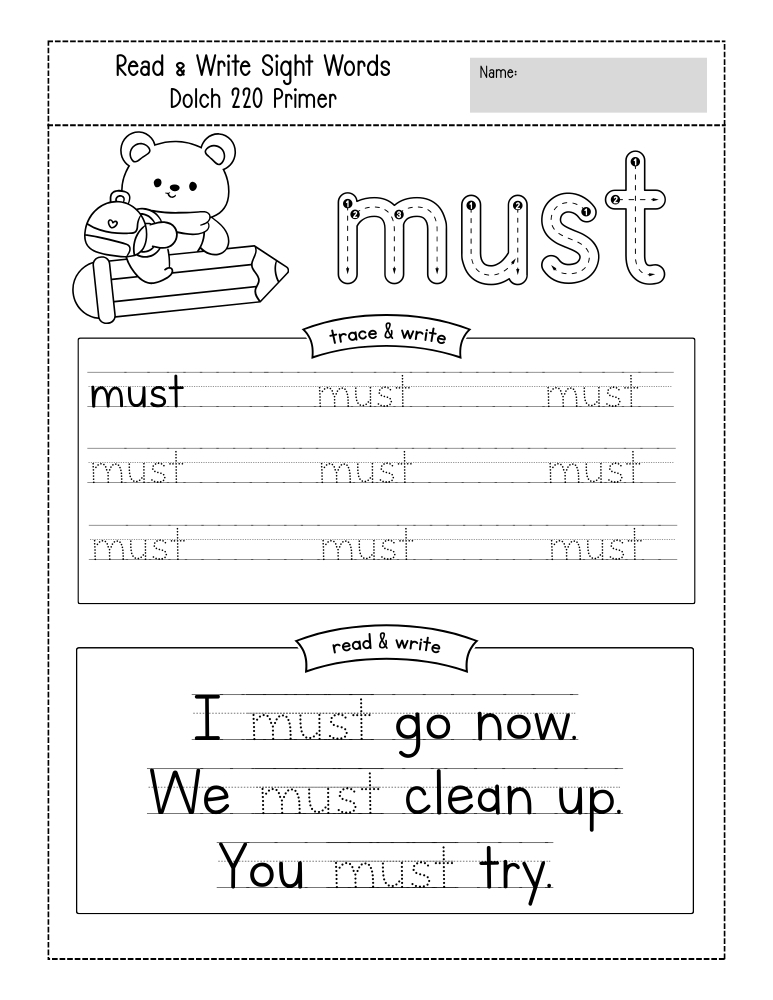 kindergarten sight word worksheets, reading, education printable, PDF, instant download, kids