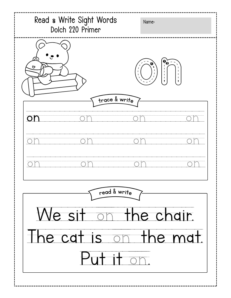 kindergarten sight word worksheets, reading, education printable, PDF, instant download, kids