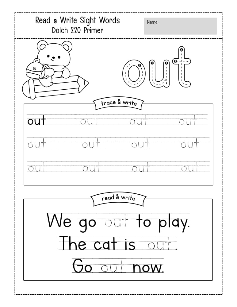 kindergarten sight word worksheets, reading, education printable, PDF, instant download, kids
