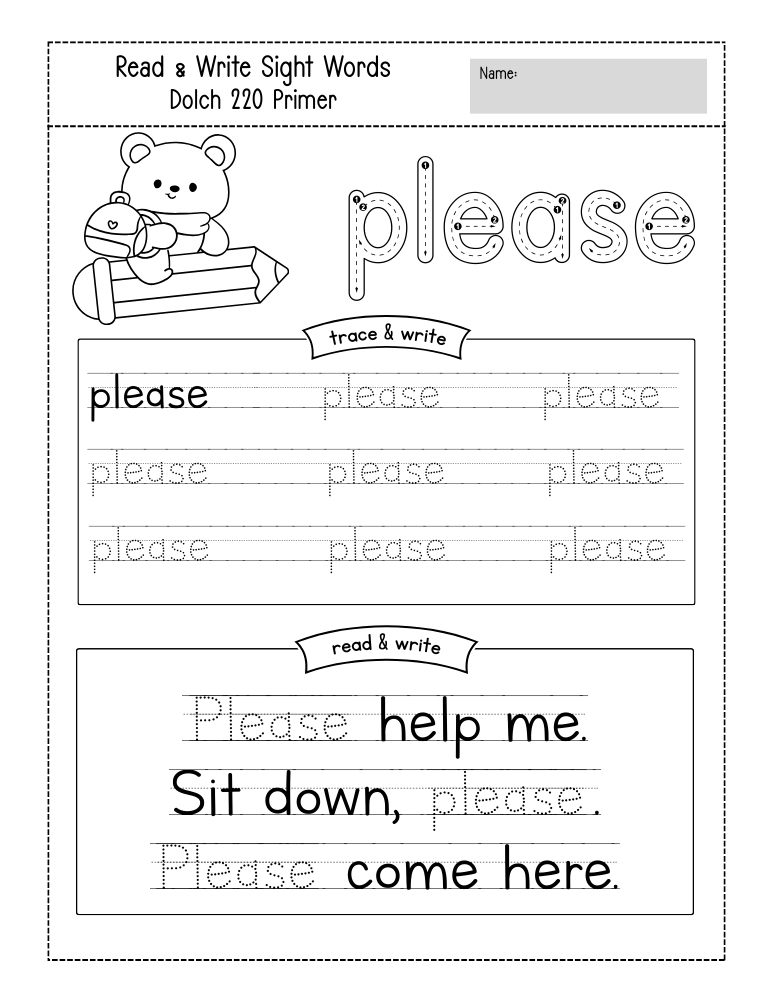 kindergarten sight word worksheets, reading, education printable, PDF, instant download, kids