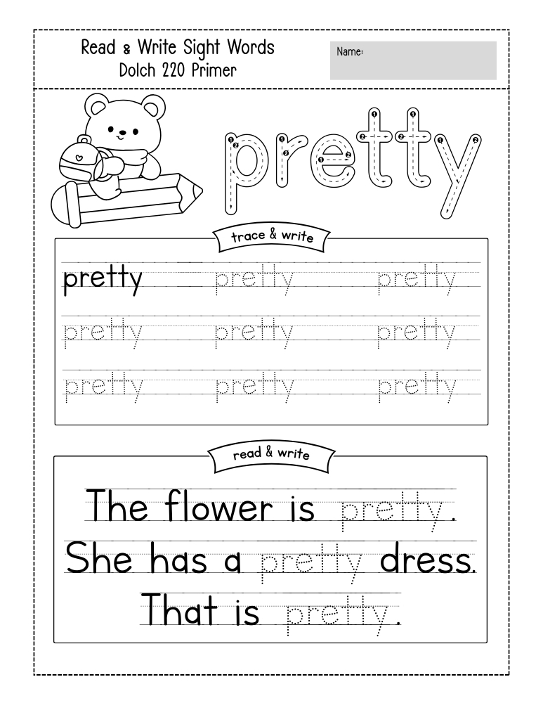 kindergarten sight word worksheets, reading, education printable, PDF, instant download, kids
