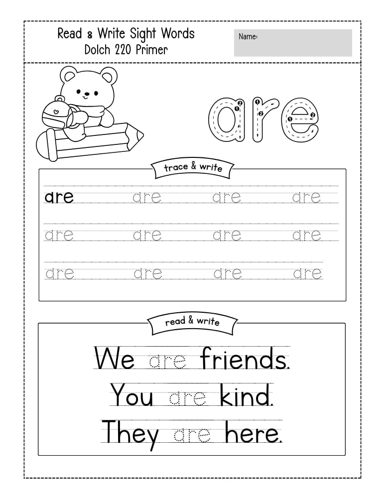 kindergarten sight word worksheets, reading, education printable, PDF, instant download, kids
