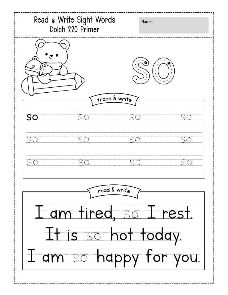 kindergarten sight word worksheets, reading, education printable, PDF, instant download, kids