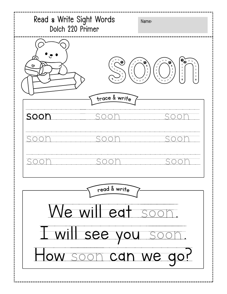 kindergarten sight word worksheets, reading, education printable, PDF, instant download, kids
