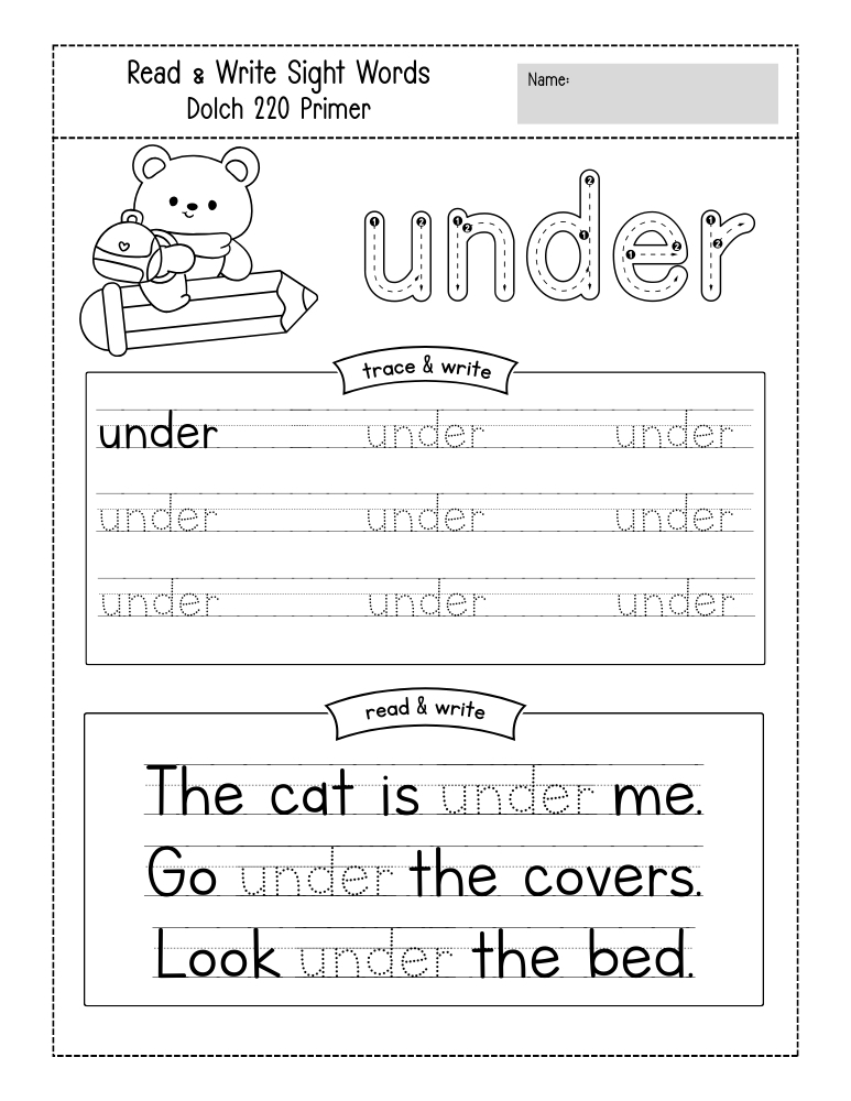 kindergarten sight word worksheets, reading, education printable, PDF, instant download, kids