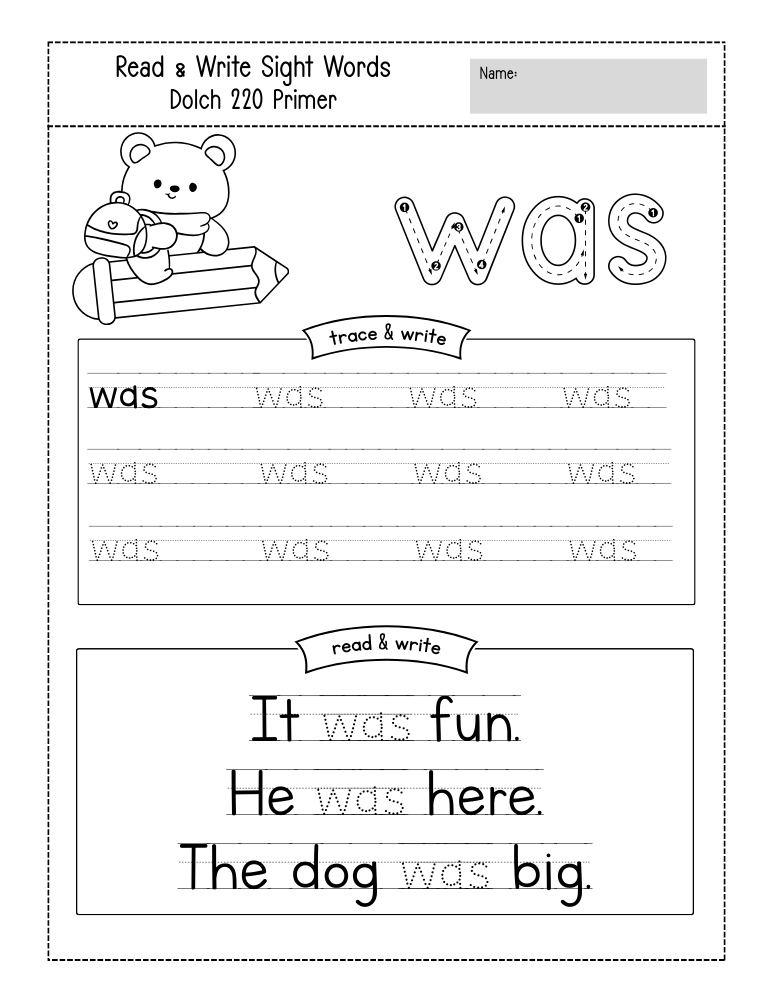 kindergarten sight word worksheets, reading, education printable, PDF, instant download, kids