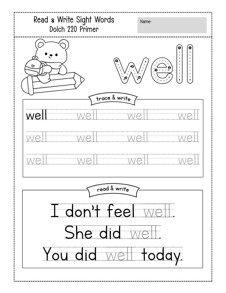 kindergarten sight word worksheets, reading, education printable, PDF, instant download, kids