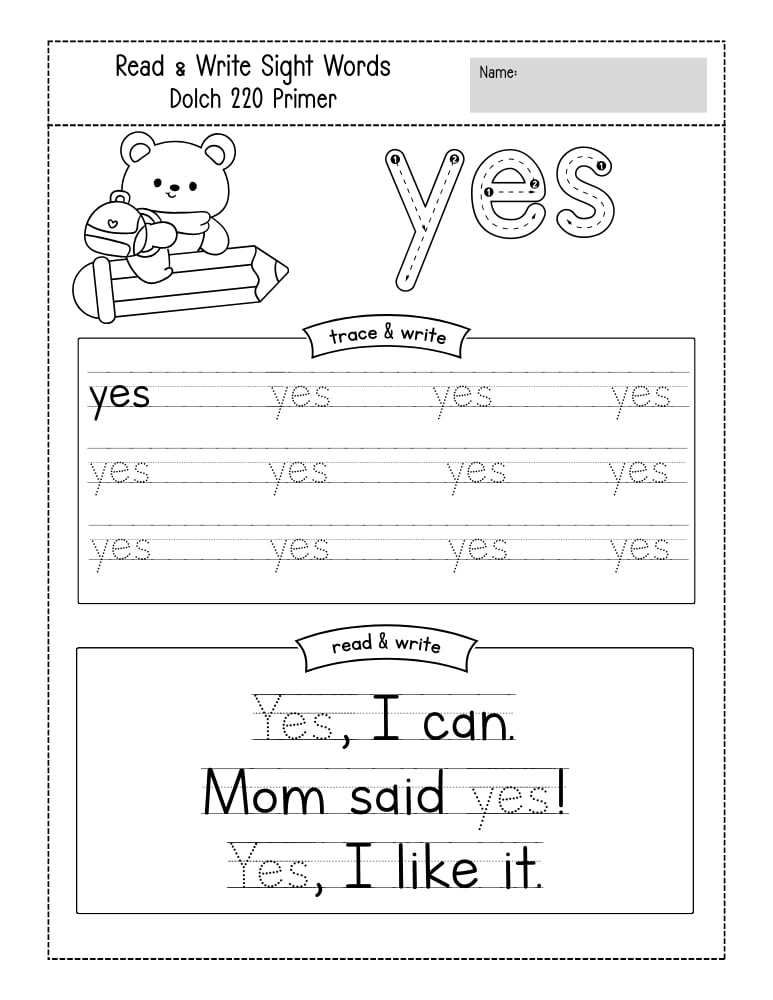 kindergarten sight word worksheets, reading, education printable, PDF, instant download, kids