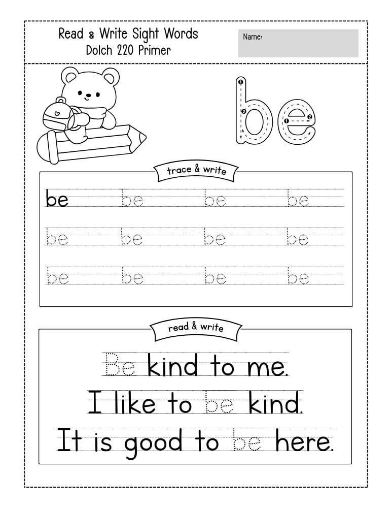 kindergarten sight word worksheets, reading, education printable, PDF, instant download, kids