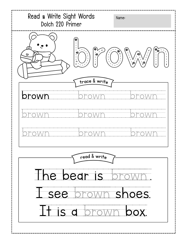 kindergarten sight word worksheets, reading, education printable, PDF, instant download, kids