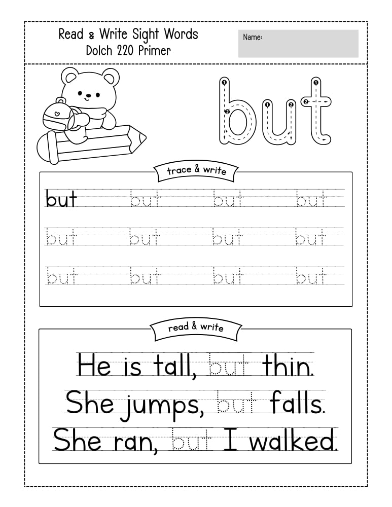 kindergarten sight word worksheets, reading, education printable, PDF, instant download, kids