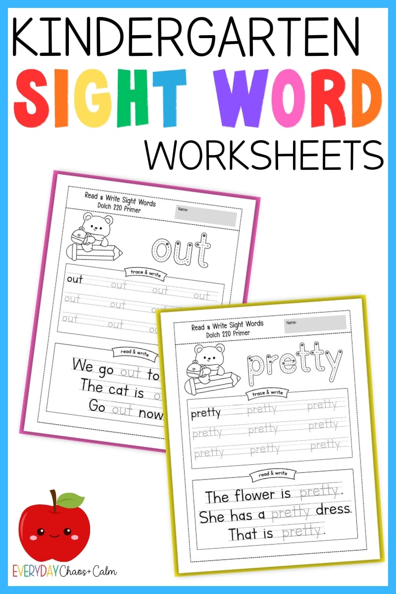 kindergarten sight word worksheets