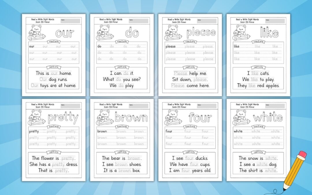 Free Printable Kindergarten Sight Word Worksheets