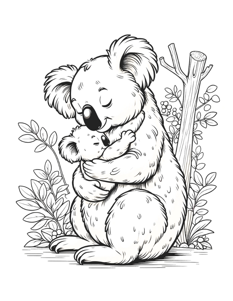 koala coloring page, PDF, instant download, kids
