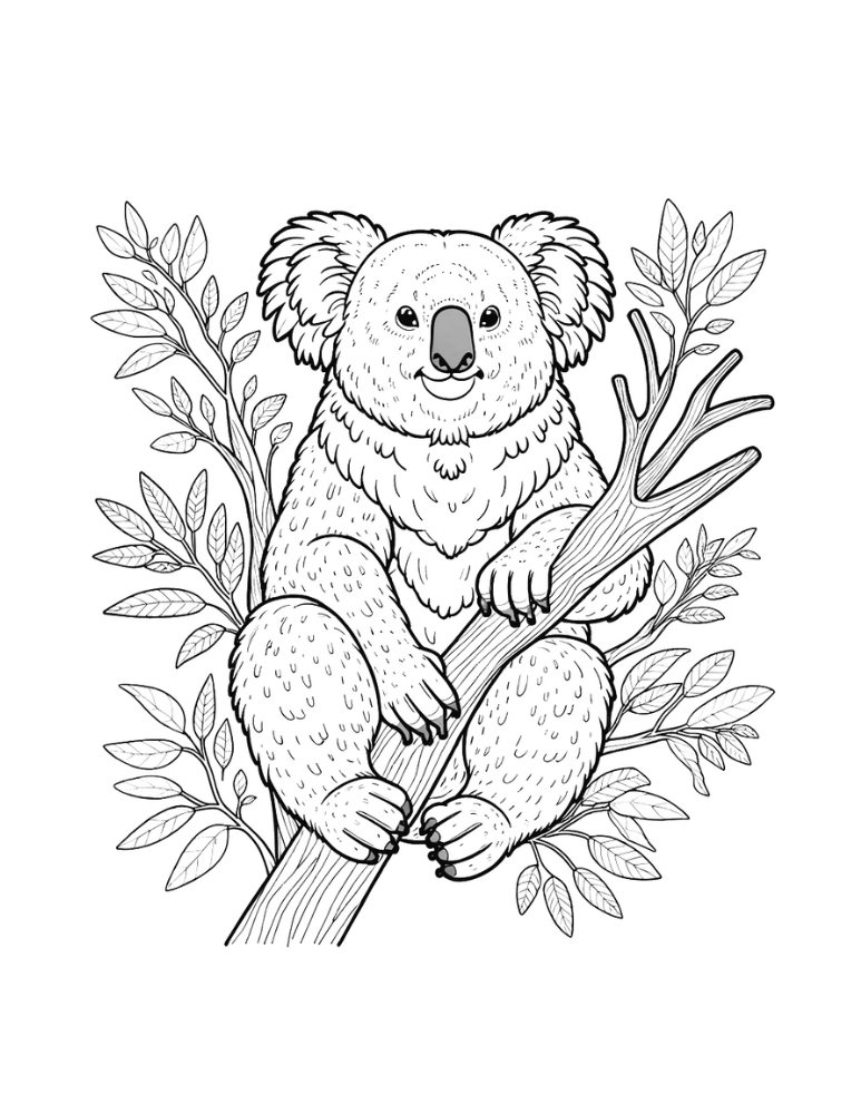 koala coloring page, PDF, instant download, kids