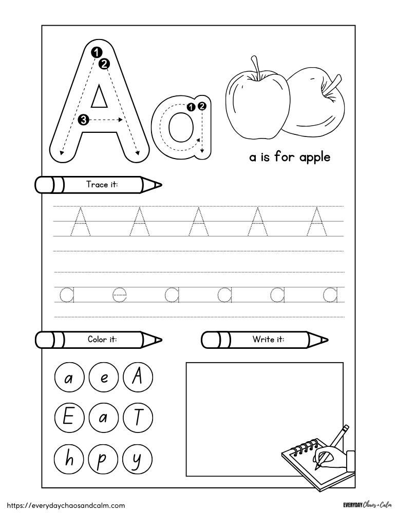 printable letter A worksheet, PDF, instant download, preschool, Kindergarten