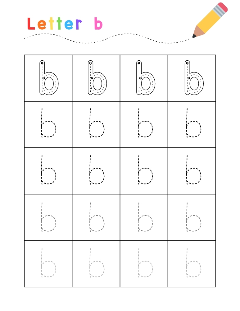 letter B tracing worksheet, education printable, PDF, instant download, kids