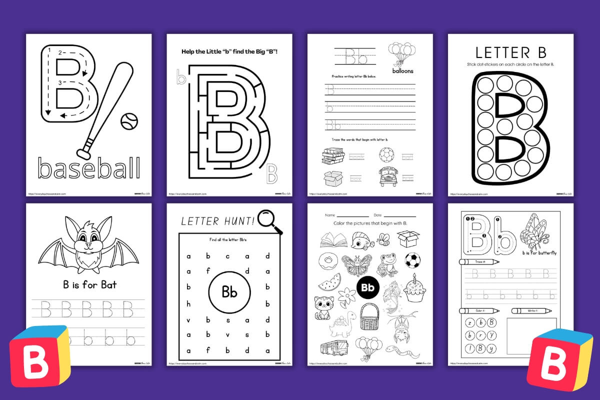 printable letter B worksheets EXAMPLE PAGES