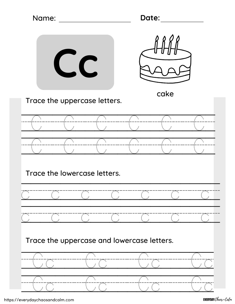 printable letter C worksheet, PDF, instant download, preschool, Kindergarten