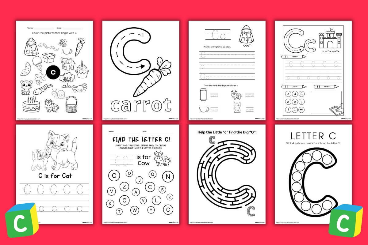 printable letter c worksheets example pages