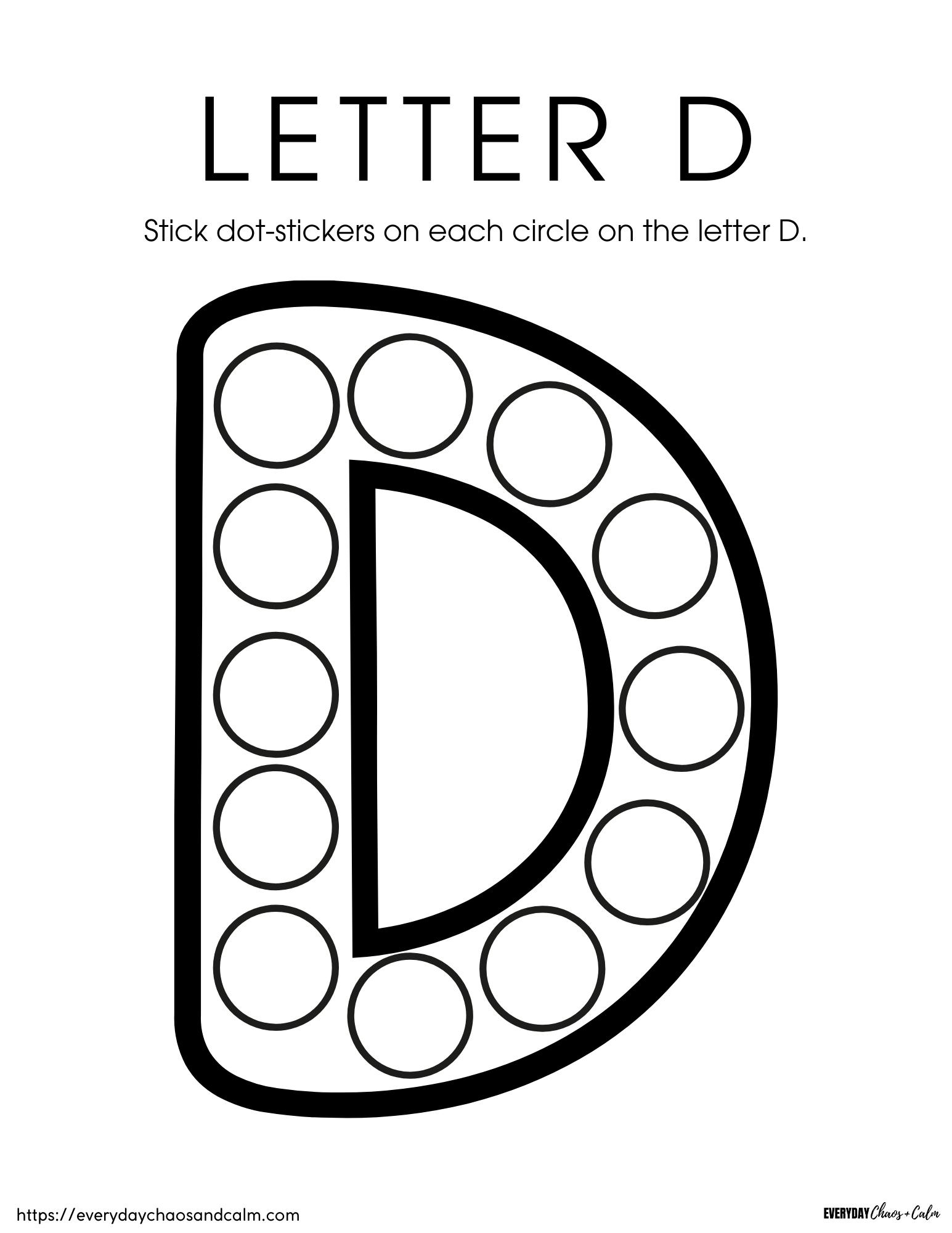 printable letter D worksheet, PDF, instant download, preschool, Kindergarten