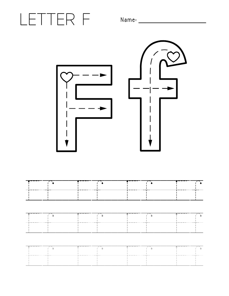 letter F tracing worksheet, education printable, PDF, instant download, kids
