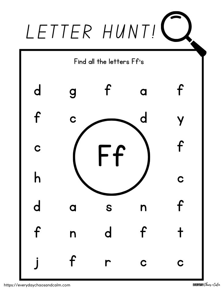 printable letter F worksheet, PDF, instant download, preschool, Kindergarten